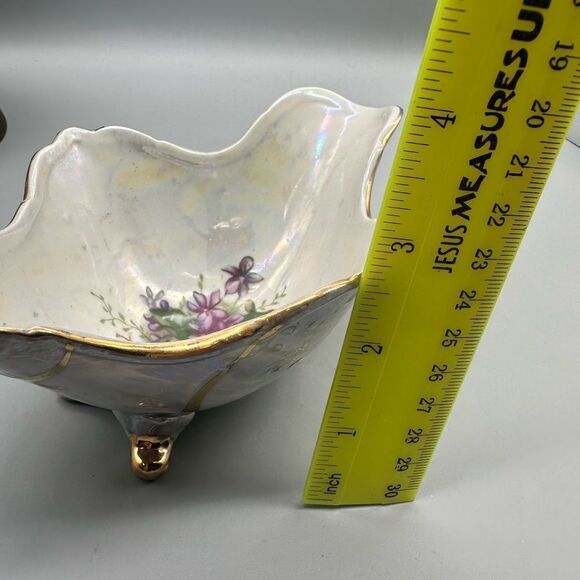 Lusterware Vintage Japanese porcelain footed bowl - Picture 7 of 8